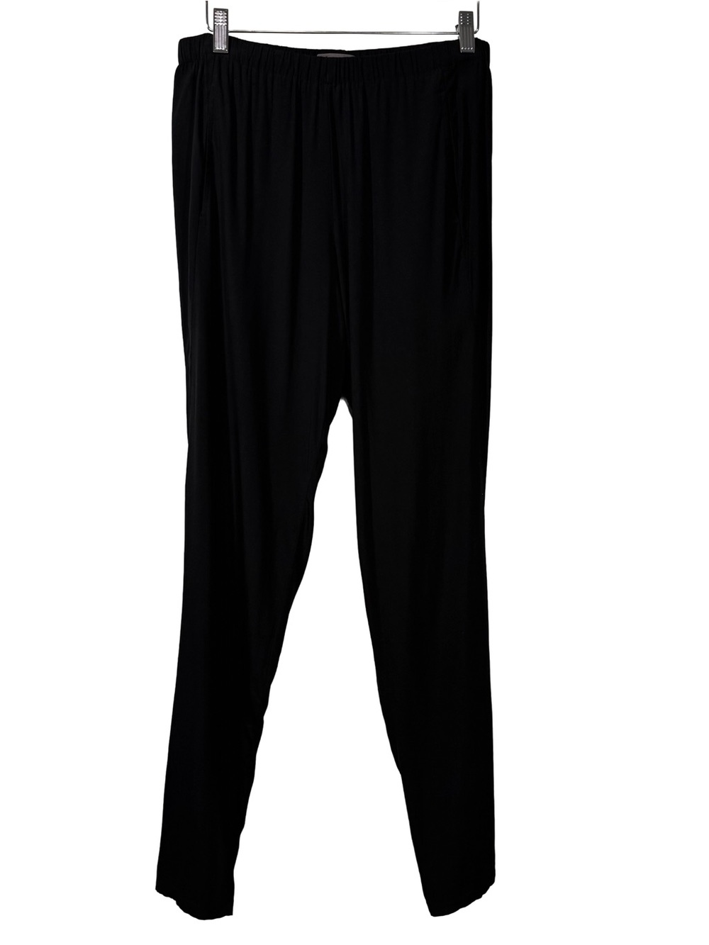 Vince Womens Silk Dress Pants Medium Black Tapered Relaxed Pull On Career Office - Picture 3 of 9